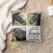 馬パーソナライズされた記念三ペットコラージュ クッション (ブランケット)