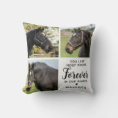 馬パーソナライズされた記念三ペットコラージュ クッション (正面)