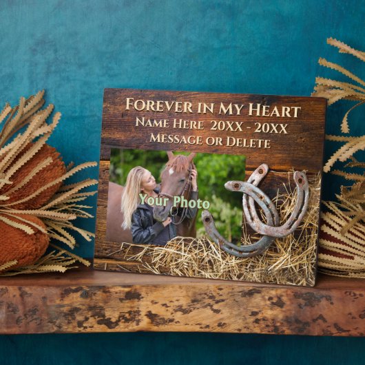 馬パーソナライズされた記念銘板，写真，名前 フォトプラーク (側面)