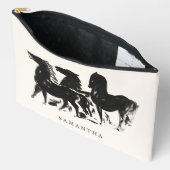 馬パーソナライズされた馬の名絵を描前 アクセサリーポーチ (見開き)