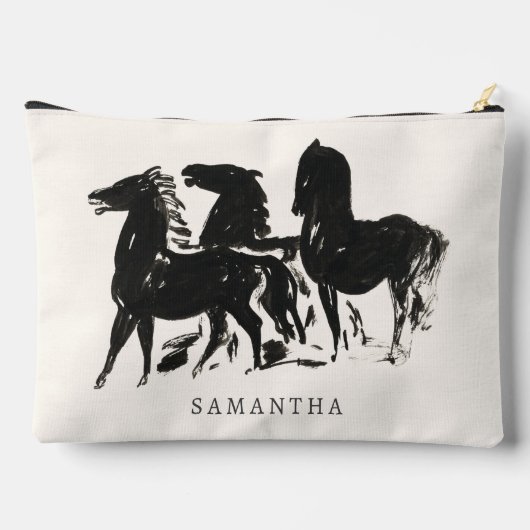 馬パーソナライズされた馬の名絵を描前 アクセサリーポーチ (裏面)