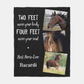 馬パーソナライズされた馬騎馬記念3枚の写真 フリースブランケット (正面)
