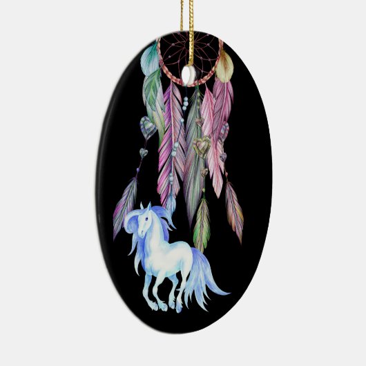 馬パーソナライズされた、ドリームキャッチャー、夢と願い セラミックオーナメント (右)