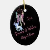 馬パーソナライズされた、ドリームキャッチャー、夢と願い セラミックオーナメント (裏面)