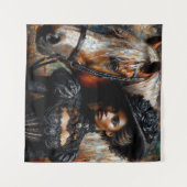 馬ビクトリアン付き黒人女性 タペストリー (正面(横))