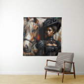 馬ビクトリアン付き黒人女性 タペストリー (インサイチュ)