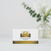 馬ビジネスプロフィールのマーケティングの金ゴールドの白 名刺 (スタンド正面)