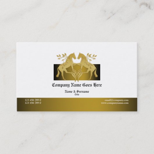 馬ビジネスプロフィールのマーケティングの金ゴールドの白 名刺 (正面)