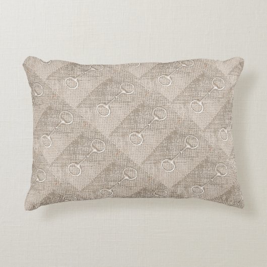 馬ビットパターンエクエストリアンバーンデコーニュートラル アクセントクッション (正面)