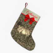 馬フェイク付き洋用工具付き革プリント スモールクリスマスストッキング (正面 (吊り時))