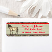 馬フェイク付き洋用工具付き革プリント ラベル (インサイチュ)