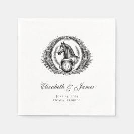 馬フォーマル馬モノグラム結婚クレスト スタンダードカクテルナプキン