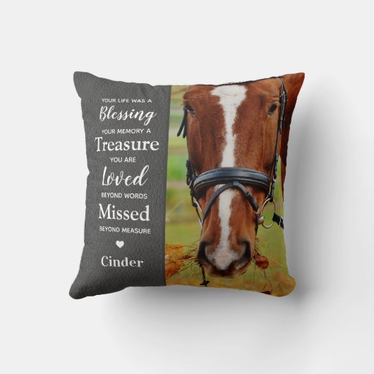 馬ペット記念悔やみや弔慰写真 クッション (裏面)