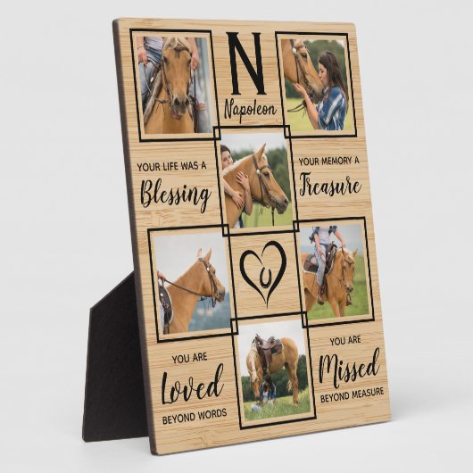 馬ペット記念木目フォトコラージュ フォトプラーク (側面)