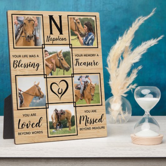 馬ペット記念木目フォトコラージュ フォトプラーク (側面)