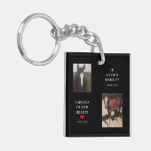 馬ペット記念赤いハート2枚カスタマイズ写真 キーホルダー (正面左)