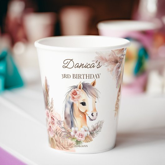馬ポニーをテーマにした誕生日パーティー食器 紙コップ