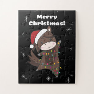 馬ポニークリスマススノーウィンターアニマルズウマ ジグソーパズル
