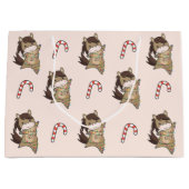 馬ポニークリスマススノーウィンターアニマルズウマ ラージペーパーバッグ (正面)