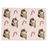 馬ポニークリスマススノーウィンターアニマルズウマ ラージペーパーバッグ (裏面)