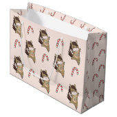 馬ポニークリスマススノーウィンターアニマルズウマ ラージペーパーバッグ (正面アングル)