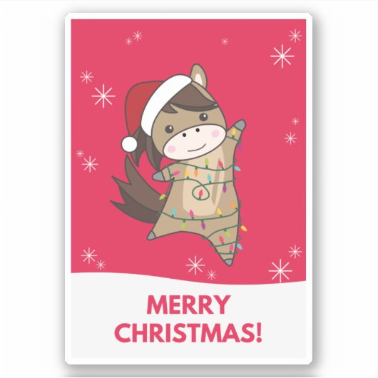 馬ポニークリスマス雪の冬の動物の馬セント シール (正面)