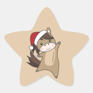 馬ポニークリスマス雪の冬の動物の馬セント 星シール