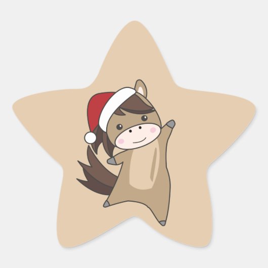 馬ポニークリスマス雪の冬の動物の馬セント 星シール (正面)