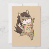 馬ポニークリスマス雪の冬の動物の馬ホ シーズンカード (正面)