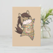 馬ポニークリスマス雪の冬の動物の馬ホ シーズンカード (スタンド正面)