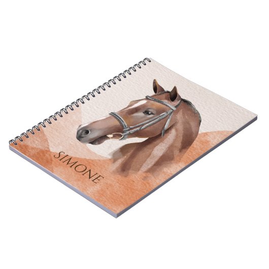 馬ポートレート女性のカーボーイ馬術パーソナライズされた名 ノートブック (左側)