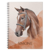 馬ポートレート女性のカーボーイ馬術パーソナライズされた名 ノートブック (正面)