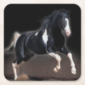 馬ポートレートVIII スクエアペーパーコースター (正面)