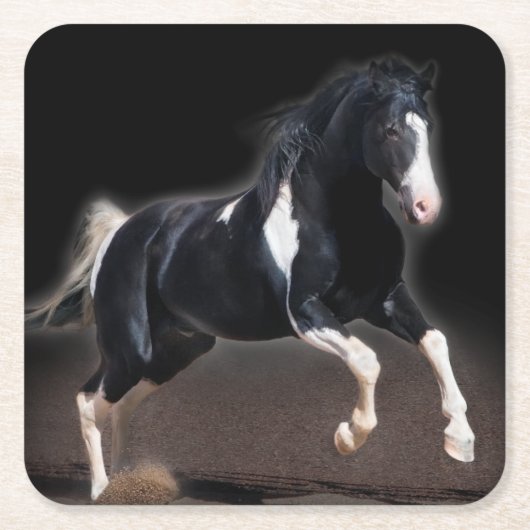 馬ポートレートVIII スクエアペーパーコースター (正面)