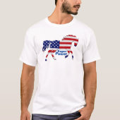 馬マスタングすごいパワー – アメリカ国旗のデザイン Tシャツ (正面)