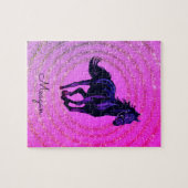 馬マゼンタグリッター旋回パーソナライズされた ジグソーパズル (横)