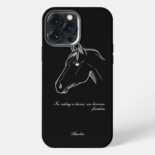 馬ミニマル線デザイン iPhoneケース (裏面)
