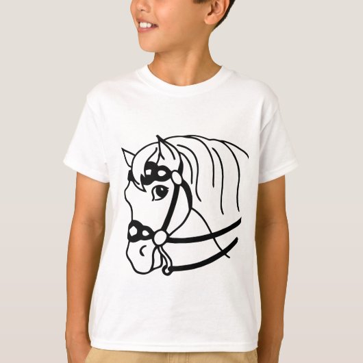 馬ミニマル頭レトロスタイル動物アート Tシャツ (正面)