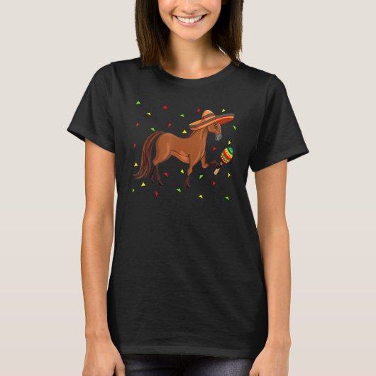 馬メキシカンハットシンコデマヨホース Tシャツ (正面)