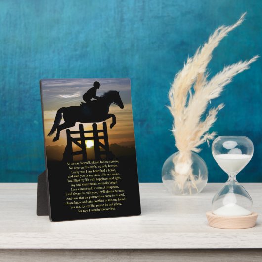 馬メモリアルハンタージャンパー馬とライダー フォトプラーク (側面)