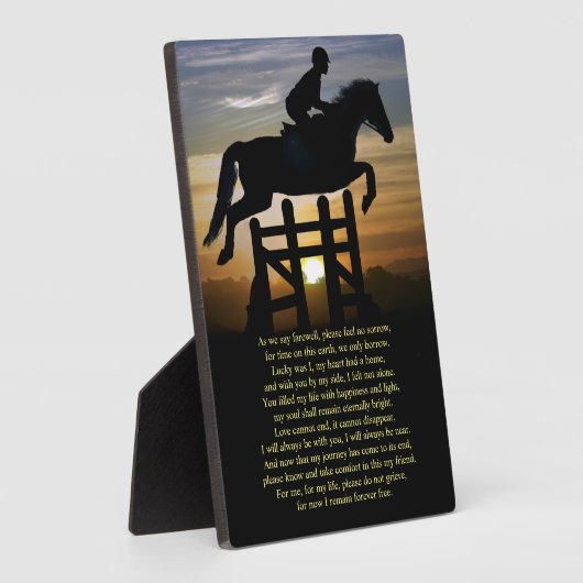 馬メモリアルハンタージャンパー馬とライダー フォトプラーク (側面)