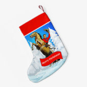 馬メリーなChristmを育てているヴィンテージの西部のカウボーイ スモールクリスマスストッキング (裏面 (吊り時))