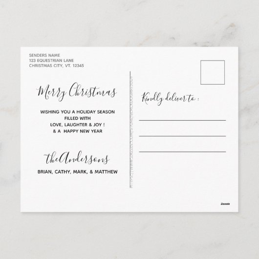 馬メリークリスマスキュートウマ科のポニーエクストリアン シーズンポストカード (裏面)