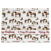 馬メリー素朴クリスマス冬の休日 ラージペーパーバッグ (正面)