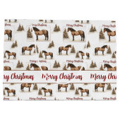 馬メリー素朴クリスマス冬の休日 ラージペーパーバッグ (裏面)