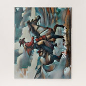 馬モダンに乗るカウボーイ ジグソーパズル (縦)