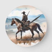 馬モダンに乗るカウボーイ ラウンド壁時計 (正面)