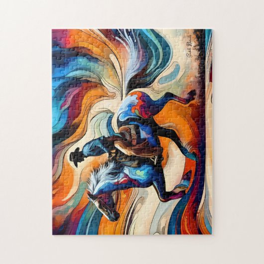 馬モダンのカウボーイ ジグソーパズル (縦)