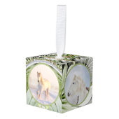 馬モダンペットウマ科の4写真クリスマス キューブオーナメント (正面アングル)