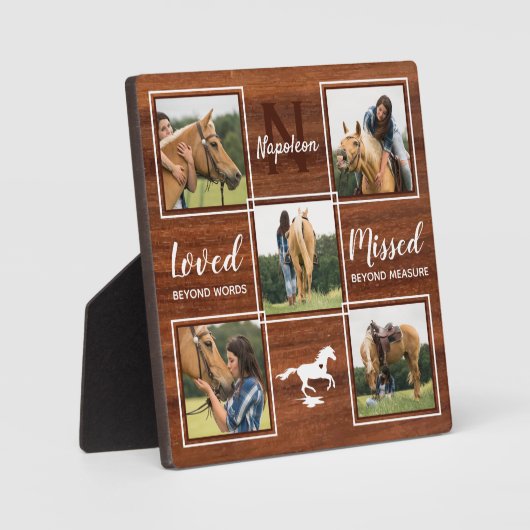 馬モダン素朴記念ペットコラージュ フォトプラーク (正面)